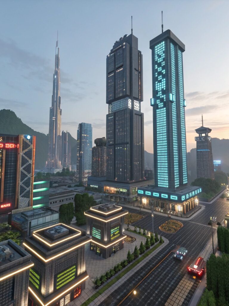  Minecraft Build Ideas :  Futuristic Cityscape Designs