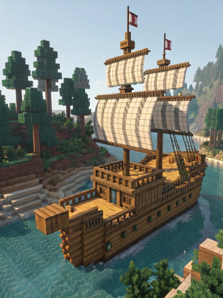  Minecraft Build Ideas : 
 Pirate Ship Construction