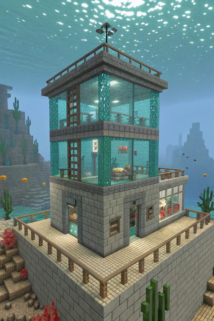  Minecraft House Templates: Underwater Base Template