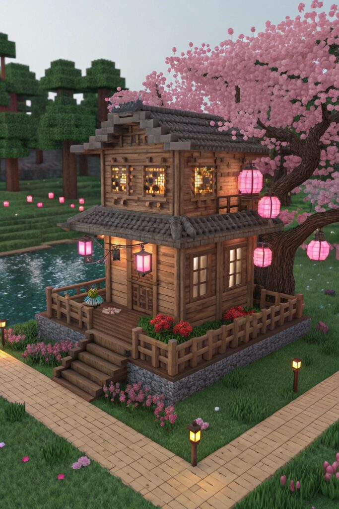 Cherry Blossom House Minecraft:  Lighting and Special Effects