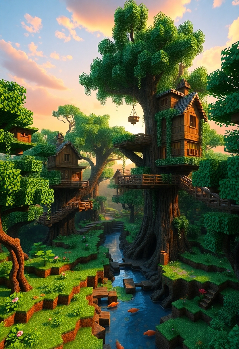  Minecraft Build Ideas : 
 Treehouse Village Ideas