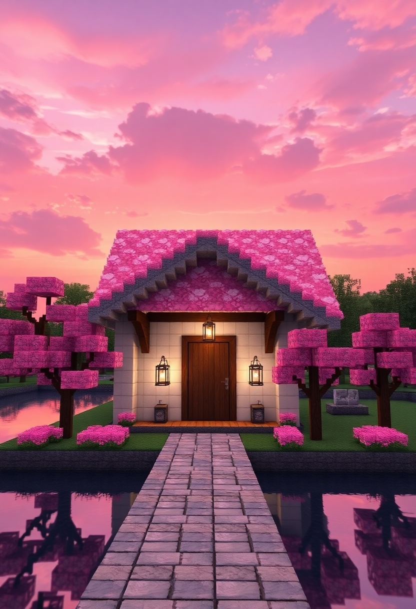 Cherry Blossom House Minecraft:  Custom Furniture and Details